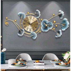 jam dinding bunga black golden style movement clock